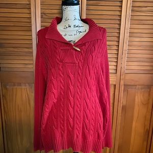 Red cable knit sweater